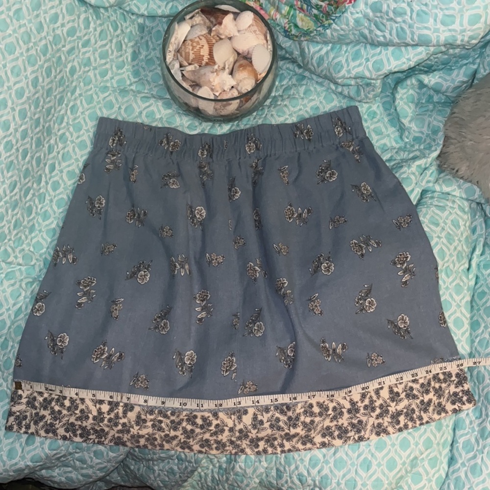 Loft Blue Floral Linen Skirt LP